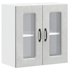 vidaXL Armoire murale de cuisine avec porte en verre Kalmar gris b&eacute;ton