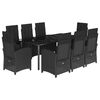 vidaXL Ensemble &agrave; manger de jardin 9pcs coussins noir r&eacute;sine tress&eacute;e
