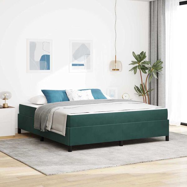 vidaXL Cadre de lit avec matelas Vert fonc&eacute; 180 x 200 cm tissu