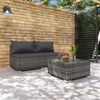 vidaXL Salon de jardin 3 pcs avec coussins R&eacute;sine tress&eacute;e Gris