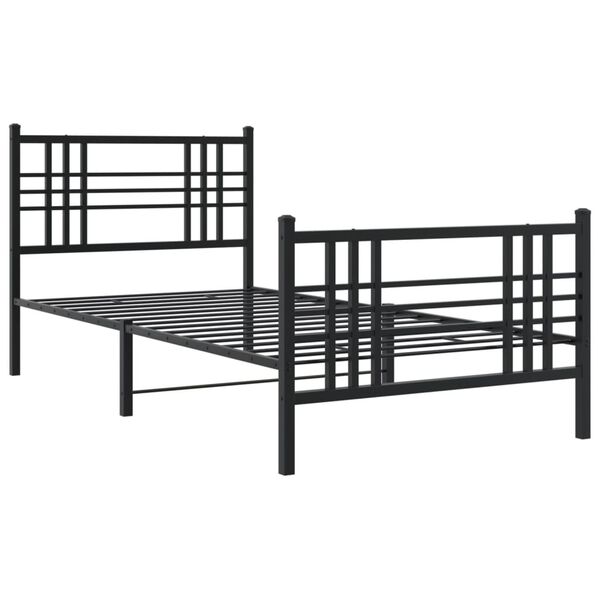vidaXL Cadre de lit métal sans matelas avec pied de lit noir 90x190 cm