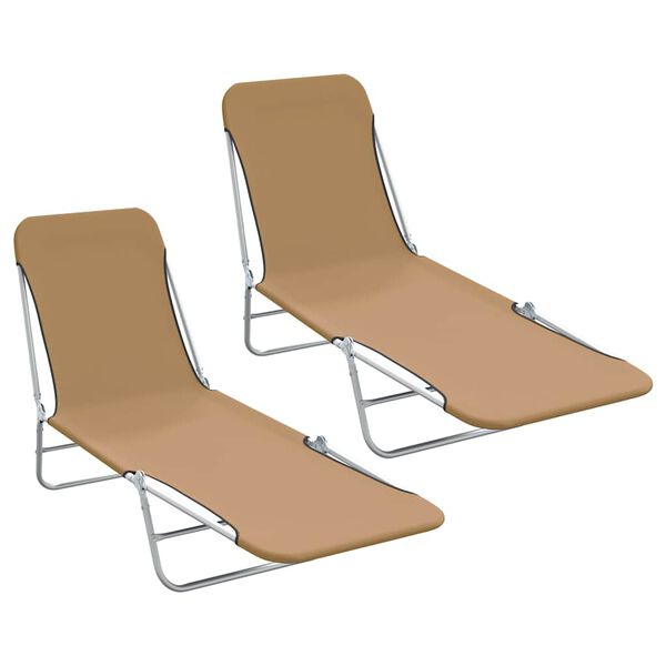 vidaXL Chaises longues pliables lot de 2 Acier et tissu Taupe