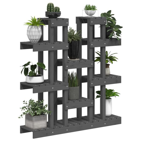 vidaXL Support &agrave; plantes Gris 104,5x25x109,5 cm Bois massif de pin