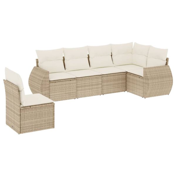 vidaXL Salon de jardin avec coussins 6 pcs beige r&eacute;sine tress&eacute;e