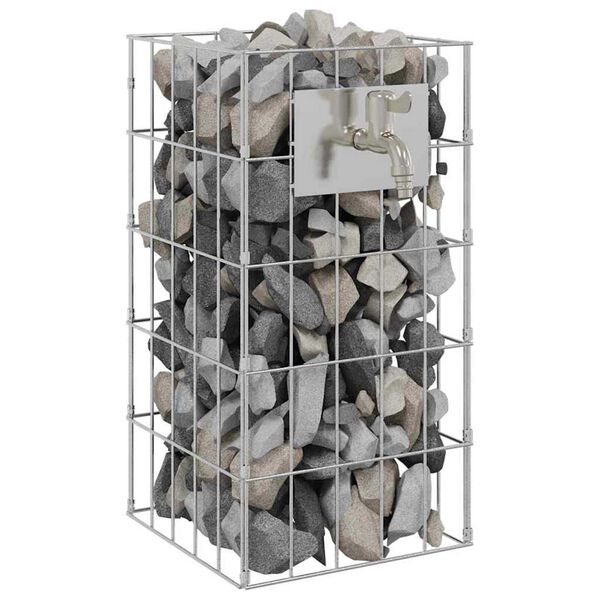 vidaXL Colonne gabion Argent 25 x 25 x 50 cm Acier inoxydable