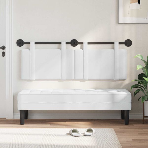 vidaXL T&ecirc;te de lit suspendue Montage mural Blanc 150 x 55 x 5 cm tissu