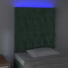 vidaXL T&ecirc;te de lit &agrave; LED Vert fonc&eacute; 80x7x118/128 cm Velours