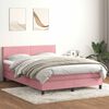 vidaXL Sommier &agrave; lattes de lit avec matelas rose 160x210 cm velours