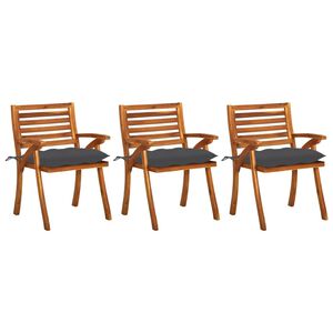 vidaXL Chaises &agrave; manger de jardin avec coussins lot de 3 Acacia massif