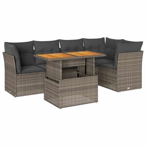 vidaXL Salon de jardin 6 pcs avec coussins gris r&eacute;sine tress&eacute;e