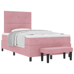 vidaXL Lit &agrave; ressorts avec matelas Rose 120 x 200 cm Velours