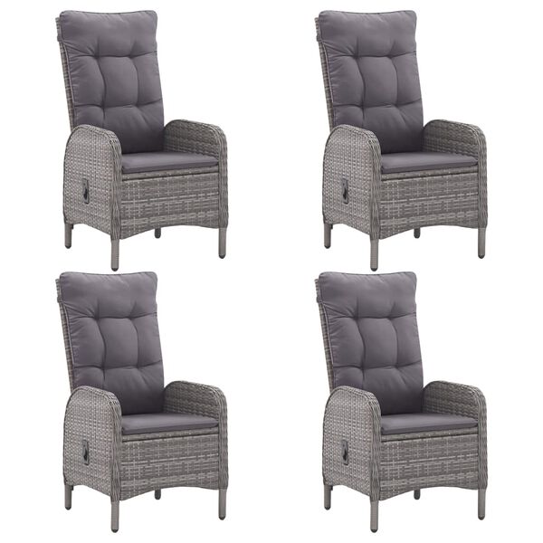 vidaXL Ensemble à manger de jardin 5 pcs Résine tressée et verre Gris