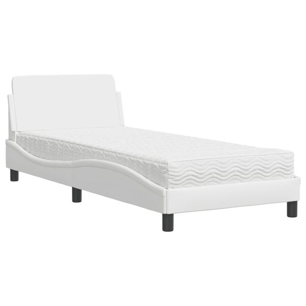 vidaXL Lit avec matelas Dover blanc 90x200 cm similicuir