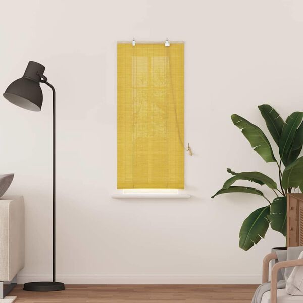 vidaXL Store enrouleur avec des rideaux Jaune 60 x 160 cm Bambou
