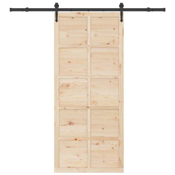 vidaXL Porte coulissante Marron 100 x 208 cm Bois de pin massif