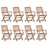 vidaXL Chaises pliables d'ext&eacute;rieur et coussins lot de 8 Bois d'acacia