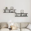 vidaXL &Eacute;tag&egrave;res murales 2 pcs ch&ecirc;ne noir 90x18x20 cm bois d'ing&eacute;nierie