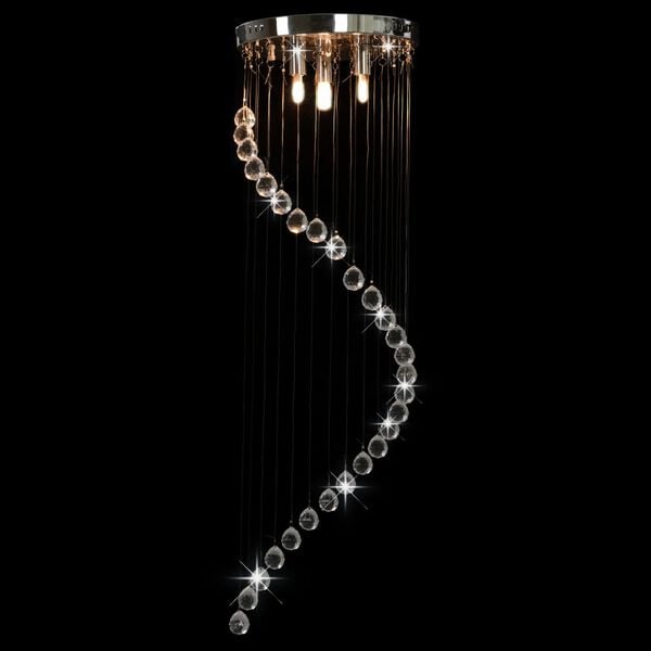 vidaXL Plafonnier avec perles de cristal Argent&eacute; Spirale G9