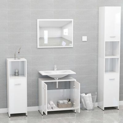 vidaXL Meubles de salle de bain Blanc brillant Bois d'ingénierie