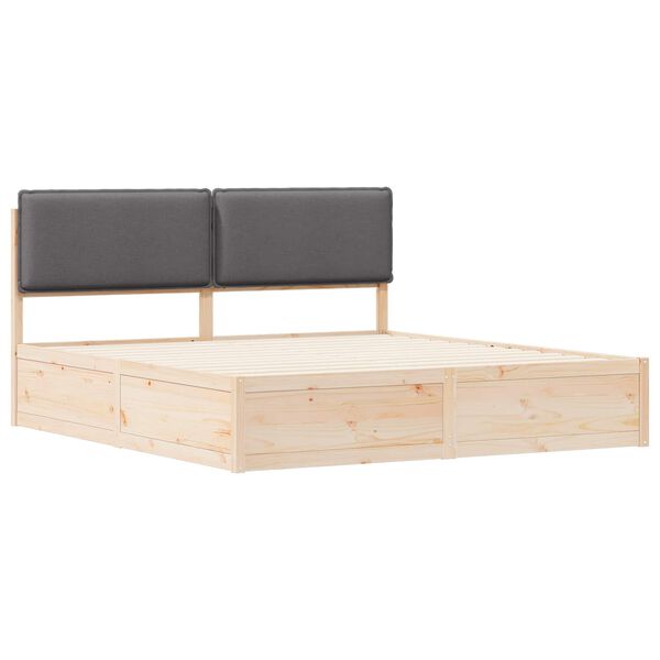 vidaXL Cadre de lit avec t&ecirc;te de lit rembourr&eacute;e Gris fonc&eacute;