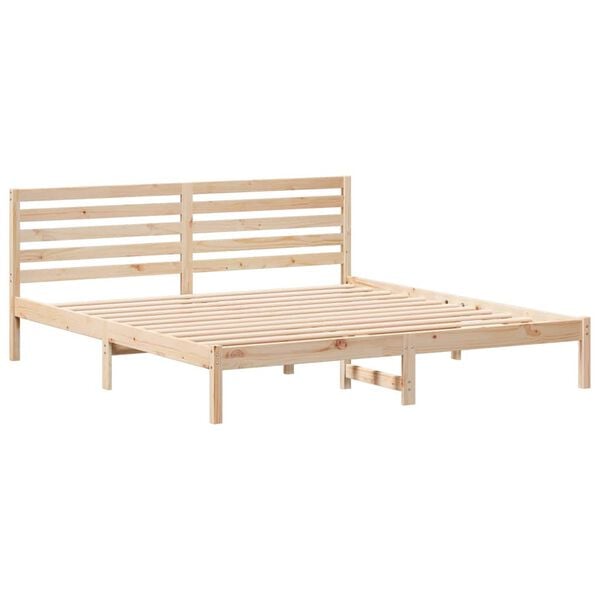 vidaXL Cadre de lit avec t&ecirc;te de lit Marron 180 x 200 cm Pin massif