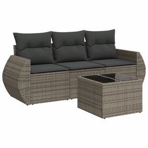 vidaXL Salon de jardin 4 pcs avec coussins gris r&eacute;sine tress&eacute;e