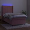 vidaXL Sommier &agrave; lattes de lit matelas et LED Rose 90x200 cm Velours