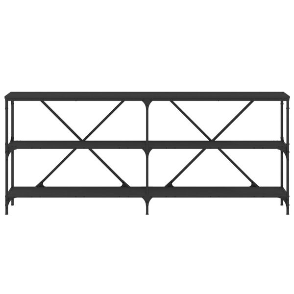 vidaXL Table console noir 180x30x75 cm bois d'ingénierie et fer