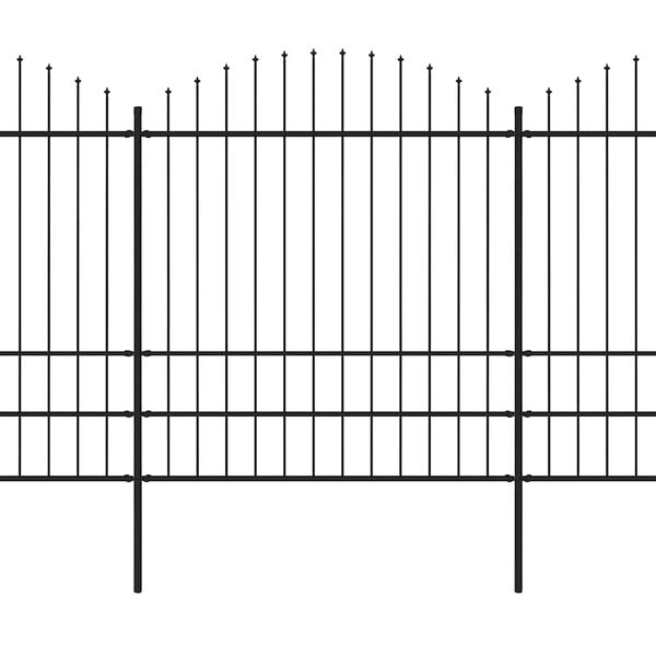 vidaXL Clôture de jardin avec dessus en forme de lance en acier 537 x 200 cm Noir