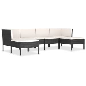 vidaXL Salon de jardin 6 pcs avec coussins r&eacute;sine tress&eacute;e noir