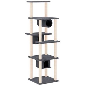 vidaXL Arbre &agrave; chat avec griffoirs en sisal Gris fonc&eacute; 169 cm