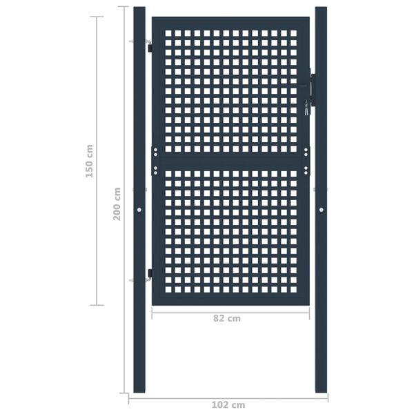 vidaXL Portail de cl&ocirc;ture Anthracite 102 x 150 cm Acier