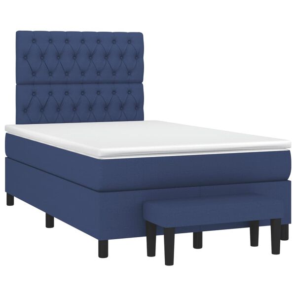 vidaXL Sommier &agrave; lattes de lit avec matelas bleu 120x190 cm tissu