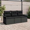 vidaXL Ensemble de canap&eacute; de jardin avec coussin 3 pcs Noir Poly rotin
