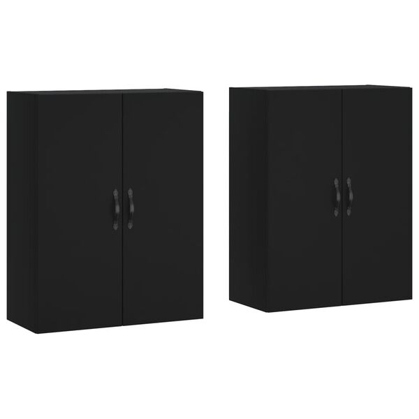 vidaXL Armoires murales 2 pcs noir bois d'ing&eacute;nierie