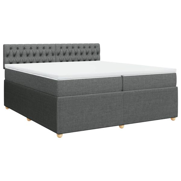 vidaXL Sommier &agrave; lattes de lit avec matelas Gris fonc&eacute; 200x200cm Tissu