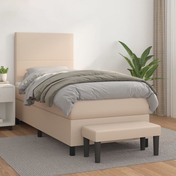 vidaXL Sommier &agrave; lattes de lit avec matelas Cappuccino 100x200 cm