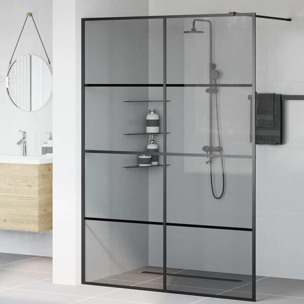 vidaXL Mur de Douche &agrave; L'Italienne Noir 140 x 195 cm verre tremp&eacute;