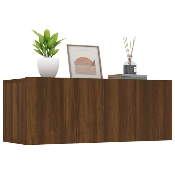 vidaXL Meubles TV 2 pcs ch&ecirc;ne marron 80x30x30 cm bois ing&eacute;nierie