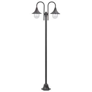 vidaXL Lampadaire de jardin E27 220 cm Aluminium 2 lanternes Bronze
