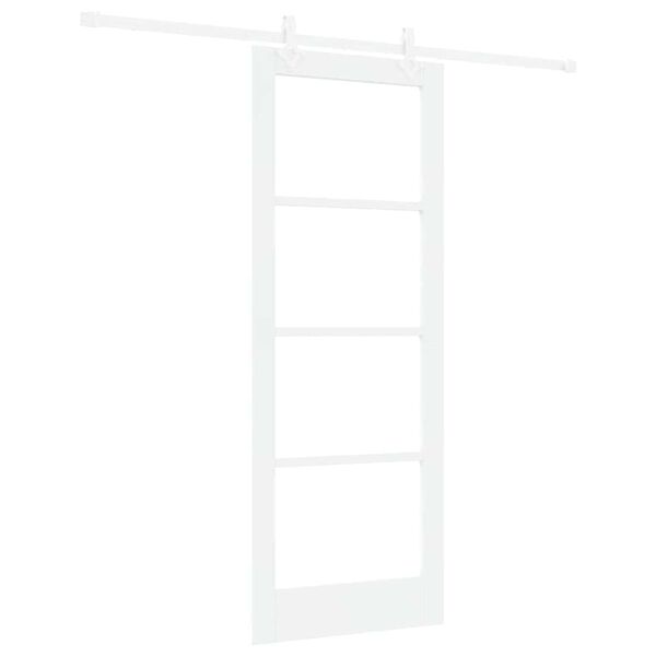 vidaXL Porte coulissante Blanc 78 x 202 cm Bois de pin massif et verre