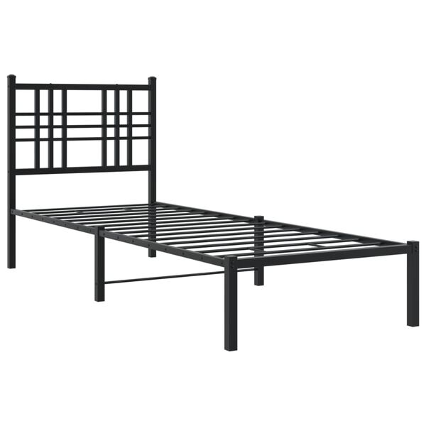 vidaXL Cadre de lit m&eacute;tal sans matelas avec t&ecirc;te de lit noir 80x200 cm