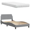 vidaXL Lit avec matelas gris clair 100x200 cm tissu