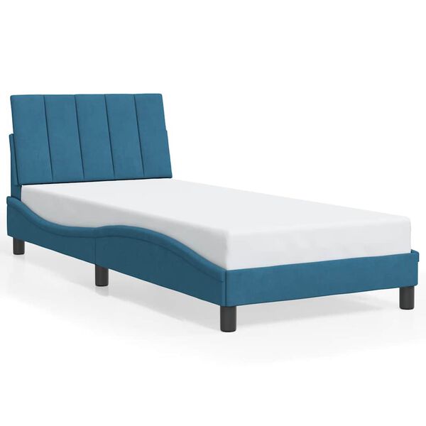 vidaXL Cadre de lit sans matelas Hanko bleu 90x200 cm velours