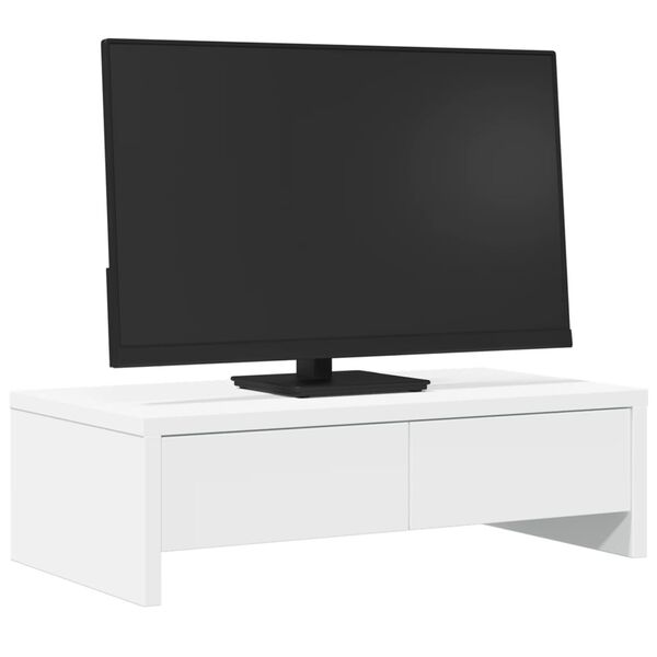 vidaXL Support de moniteur avec tiroirs blanc bois d'ing&eacute;nierie