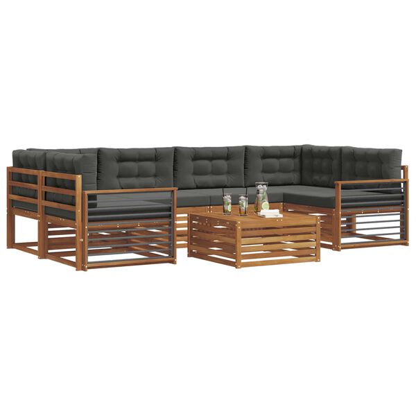 vidaXL Ensemble de canap&eacute;s d'ext&eacute;rieur 8 pcs Naturel et Anthracite