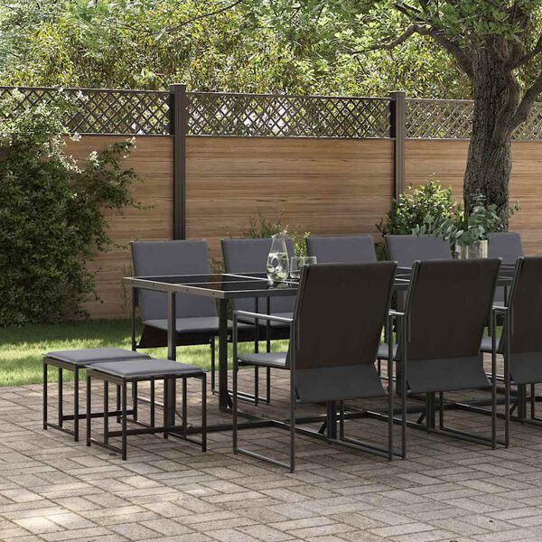 vidaXL Ensemble de salle &agrave; manger pour jardin 15 pcs Noir Acier