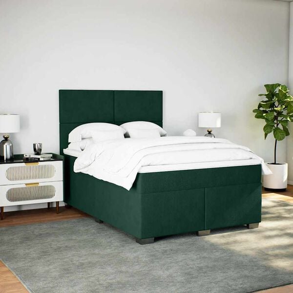 vidaXL Sommier &agrave; lattes de lit et matelas Vert fonc&eacute; 140x190cm Velours