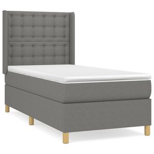 vidaXL Sommier &agrave; lattes de lit avec matelas Gris fonc&eacute; 100x200cm Tissu