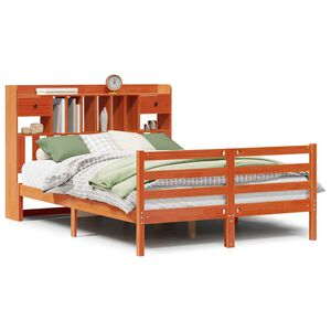 vidaXL Lit biblioth&egrave;que sans matelas cire marron 140x190 cm pin massif